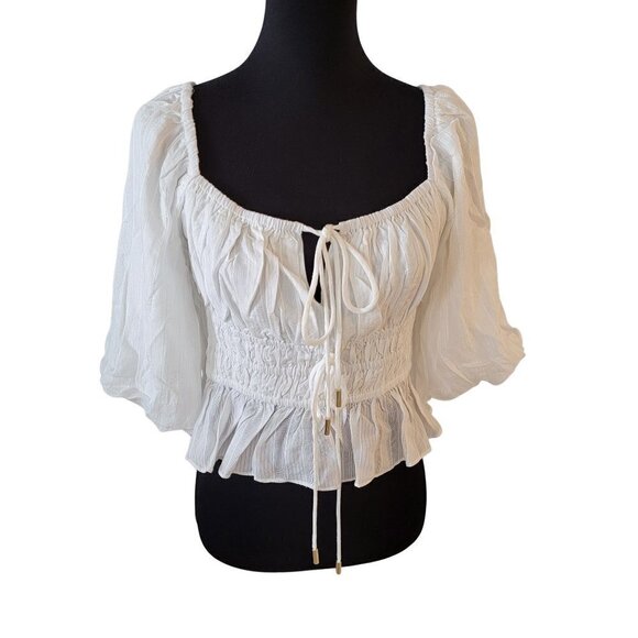 MINKPINK Tops - NWT Revolve MINKPINK WHITE NORAH TOP TIE FRONT